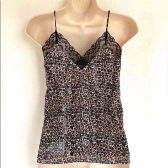 Olivia Rubin Flora Leopard Print Sequin Camisole Blouse 2 Designer Classic - Picture 4 of 9